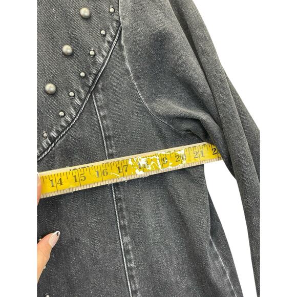 Free People Bennett Mini Denim Studded Dress Jacket Black Sz Medium - Picture 14 of 15